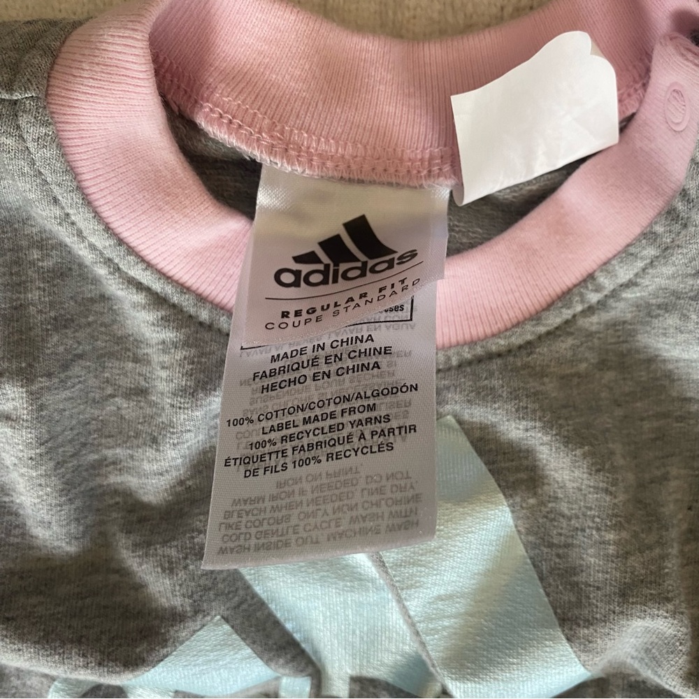 adidas kids grey pink and blue jumpsuit onesie 3M - Picture 2 of 7